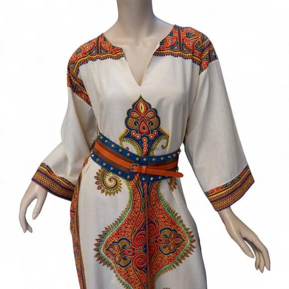 Vintage 1970s Dashiki Caftan Dress – Size Large - Picture 13 of 16